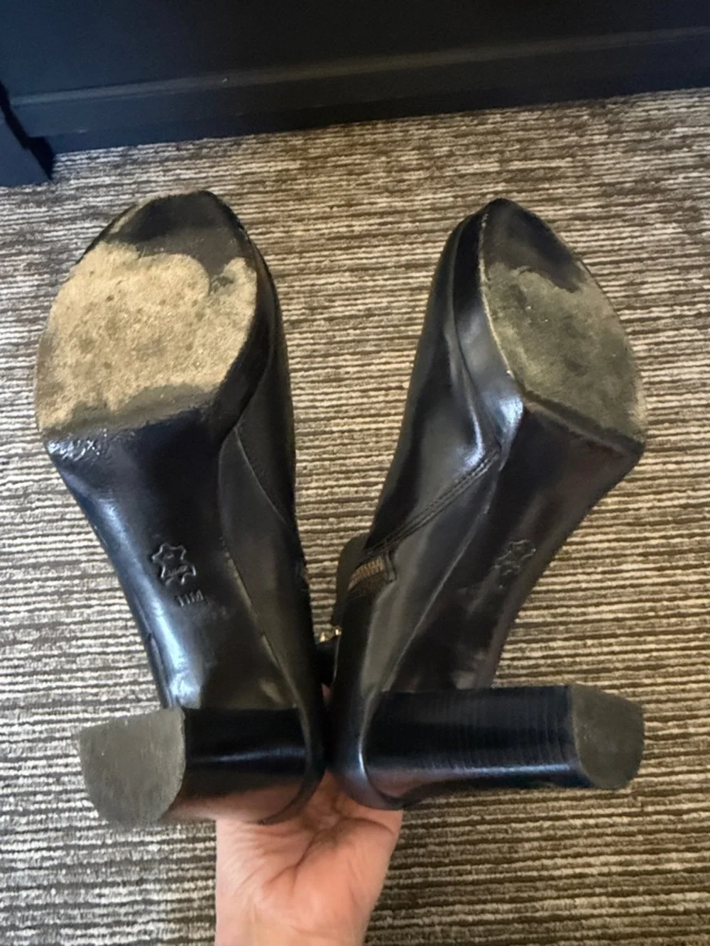 Tory Burch Black Leather Heeled Ankle Boots Size 11
